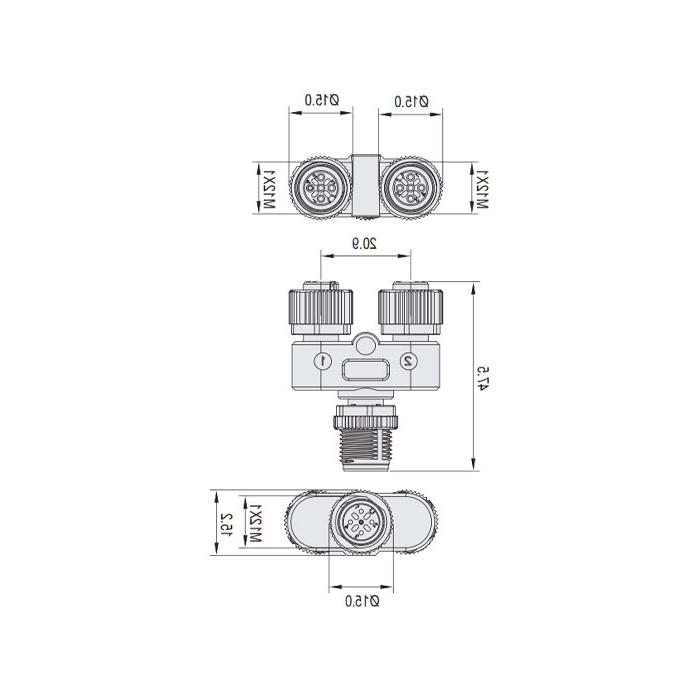 M12 5Pin公头/2M12 5Pin母头、Y型插接器、644481